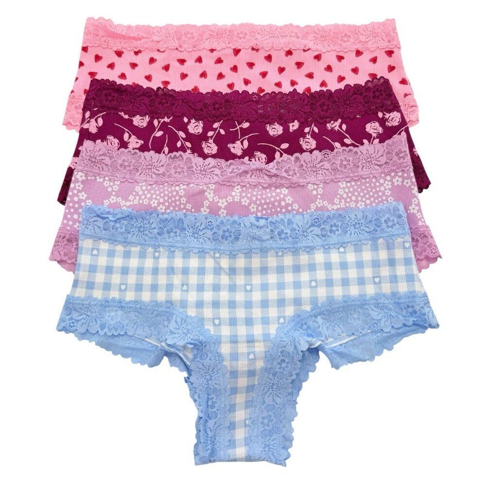 Victoria's Secret PINK Cheeky Lace Panties Womens Medium M LOT OF 4 VS Panty
